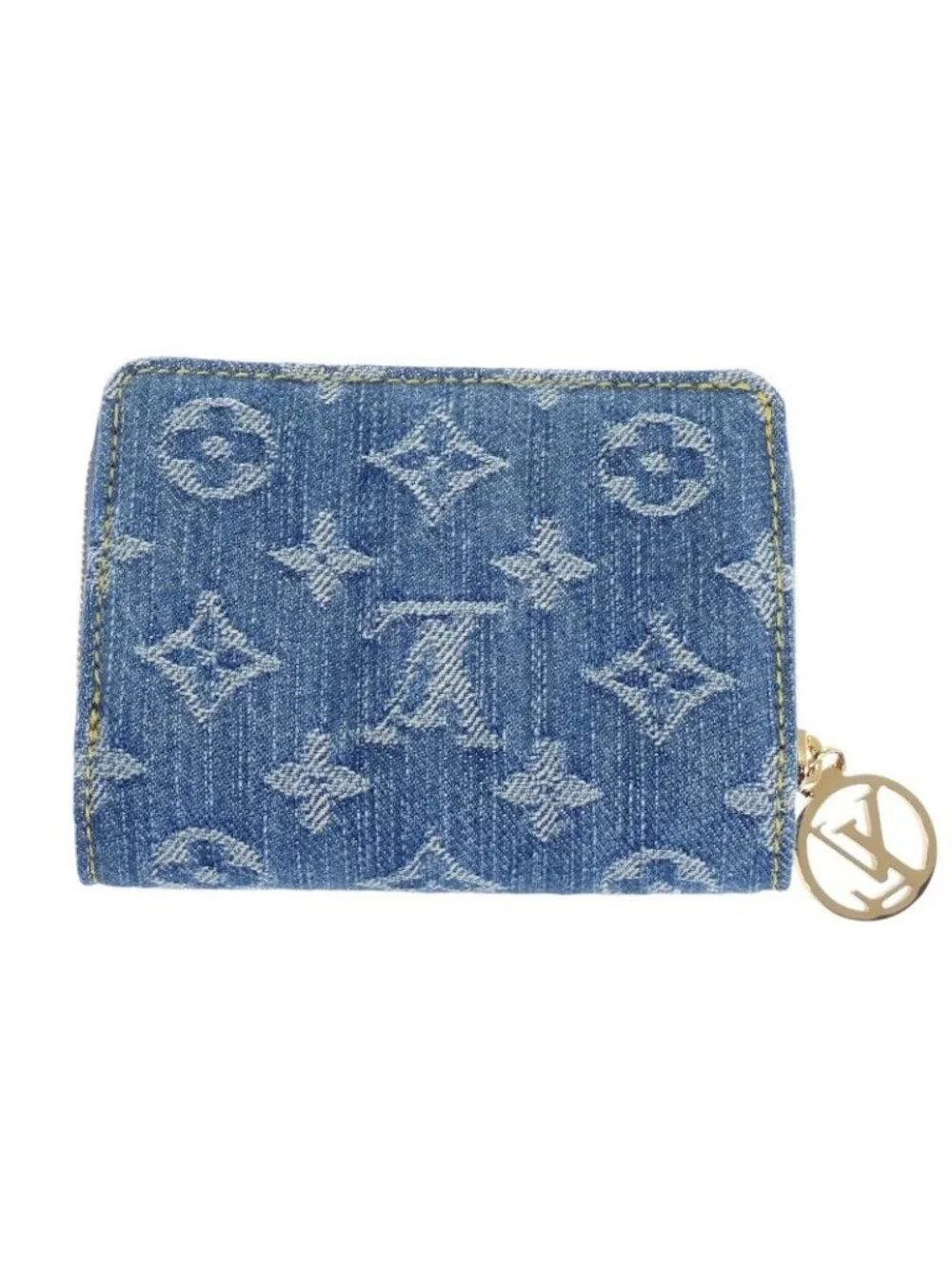 Louis Vuitton Portefeuille Lou Bifold Wallet Monogram Denim Blue Gold Included